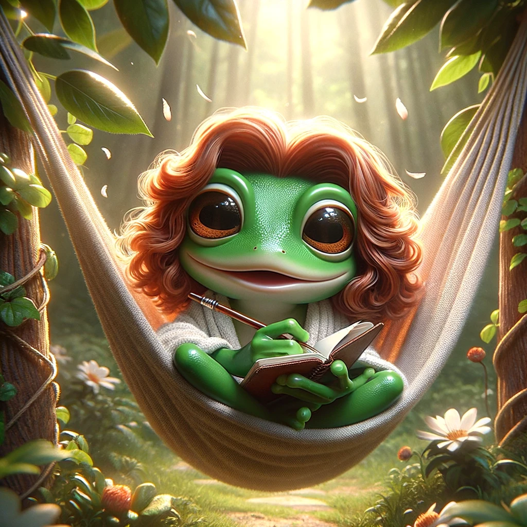 Frog writing Poetry